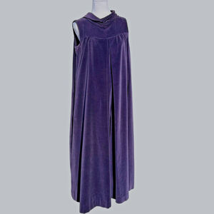 Vintage 1960's Purple Velvet Wide Leg Sleeveless Jumpsuit - Size M / L